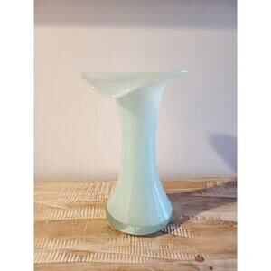 Vintage Pale Green Cased Glass Jack in the Pulpit Vase